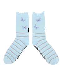 Shrek Women's Fiona & Butterflies Blue Casual Crew Socks