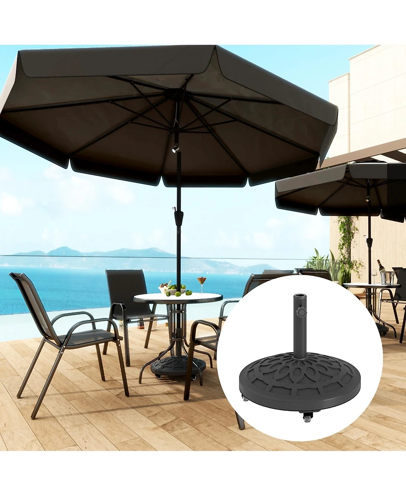 Outsunny Round Patio Umbrella Base with Wheels