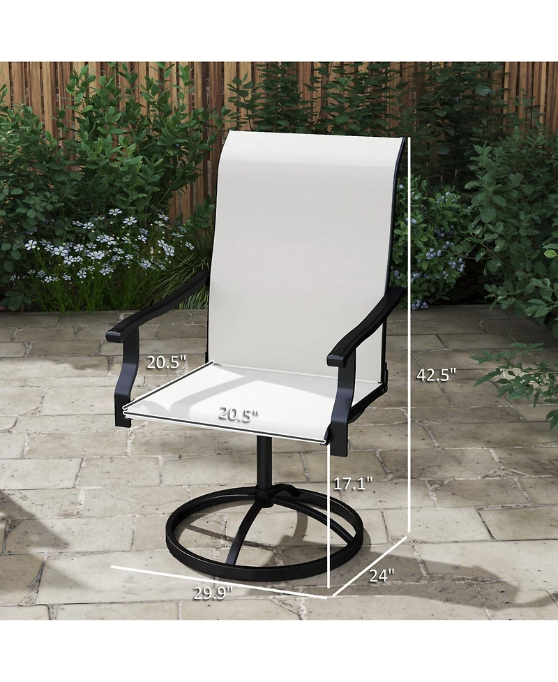 Outsunny Patio Swivel Chairs Set of 2, High Back Dining