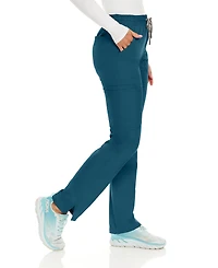 Medichic Petite Terri Stretch Straight Leg Six Pocket Cargo Scrub Pants, Ceil, X Large