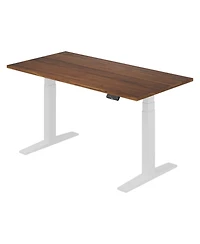 Flexispot E7-commercial 60 W Electric Adjustable Standing Desk, Black Walnut Top, White Base