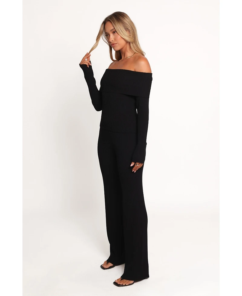 Petal and Pup Women's Gindie Ribbed Knit Off The Shoulder Pant Set