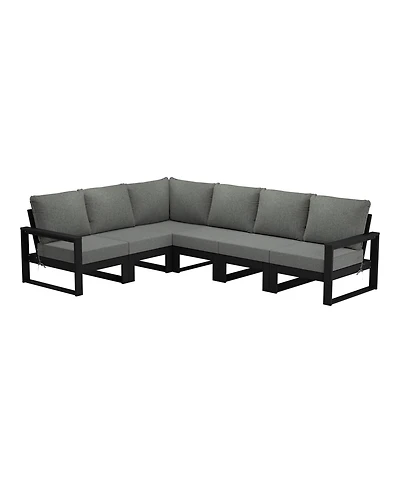 6-Piece Outdoor L-Shaped Patio Corner Sectional Sofa Conversation Set