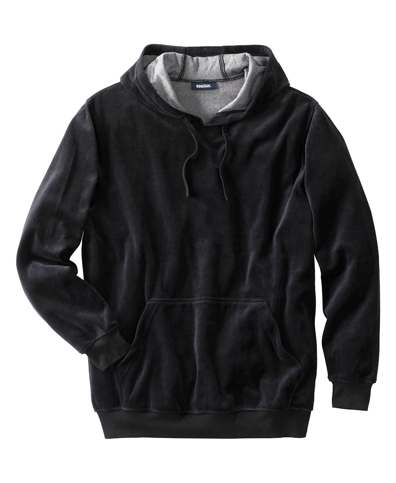 KingSize Men's Big & Tall Velour Long-Sleeve Pullover Hoodie