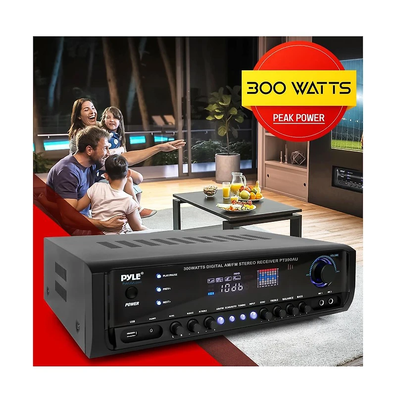 Pyle 300W Digital Home Theater Stereo Receiver - PT390AU