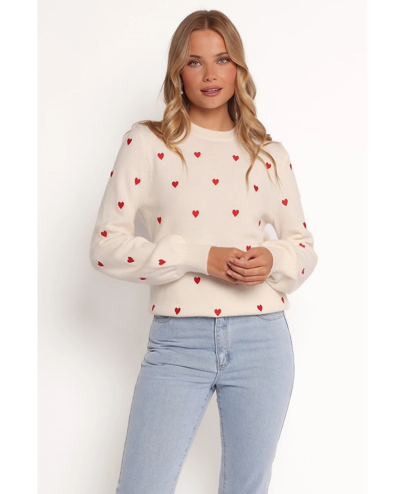 Petal and Pup Women's Xadie All Over Mini Heart Sweater