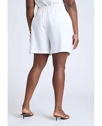 Eloquii Women's Easy Pull On Linen Blend Short
