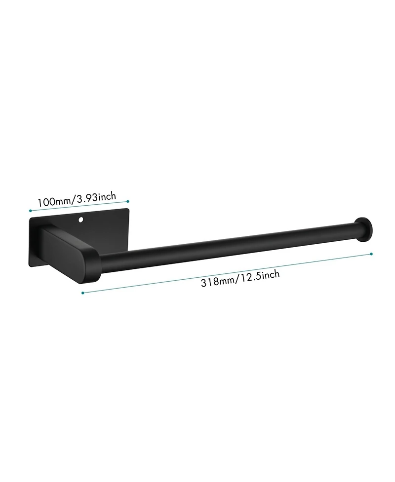 2 Pack Paper Towel Holder Wall Mount, Black Paper Towel Holder Under Cabinet, Self Adhesive Paper Towel Holders