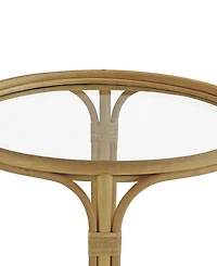 Gallerie Decor Bimini Glass Top Rattan Side Table