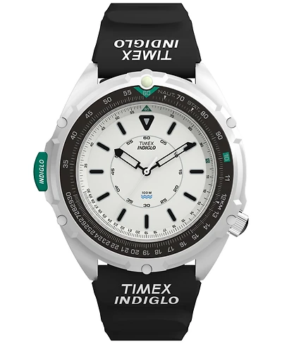 Timex Men's Quartz Analog Black Rubber Watch, 46mm