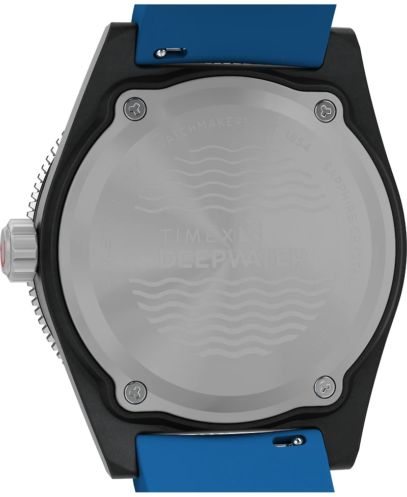 Timex Men's Quartz Analog Blue Rubber Watch, 43mm