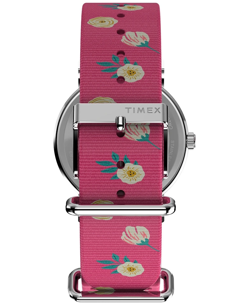Timex Women's Quartz Analog Pink Nylon Watch, 38mm