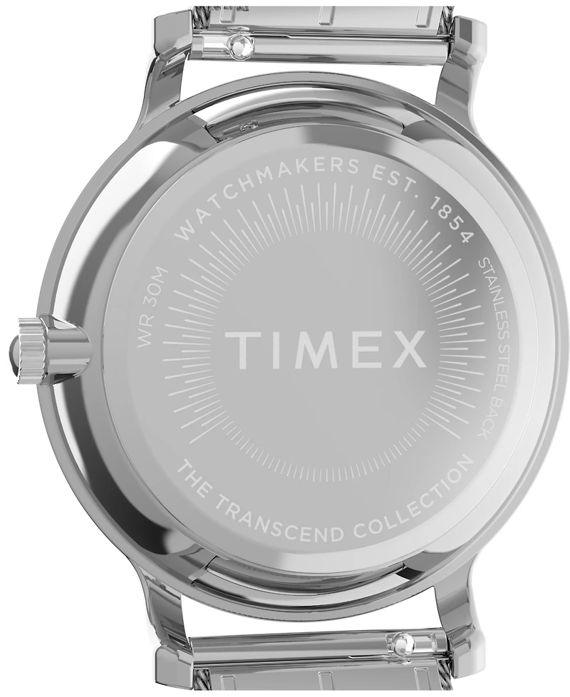 Timex Women's Quartz Analog Silver-Tone Stainless Steel Watch, 34mm