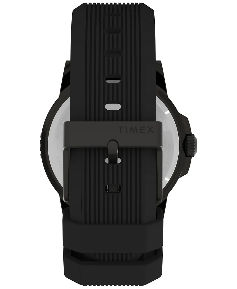 Timex Men's Quartz Analog Black Silicone Watch, 45mm