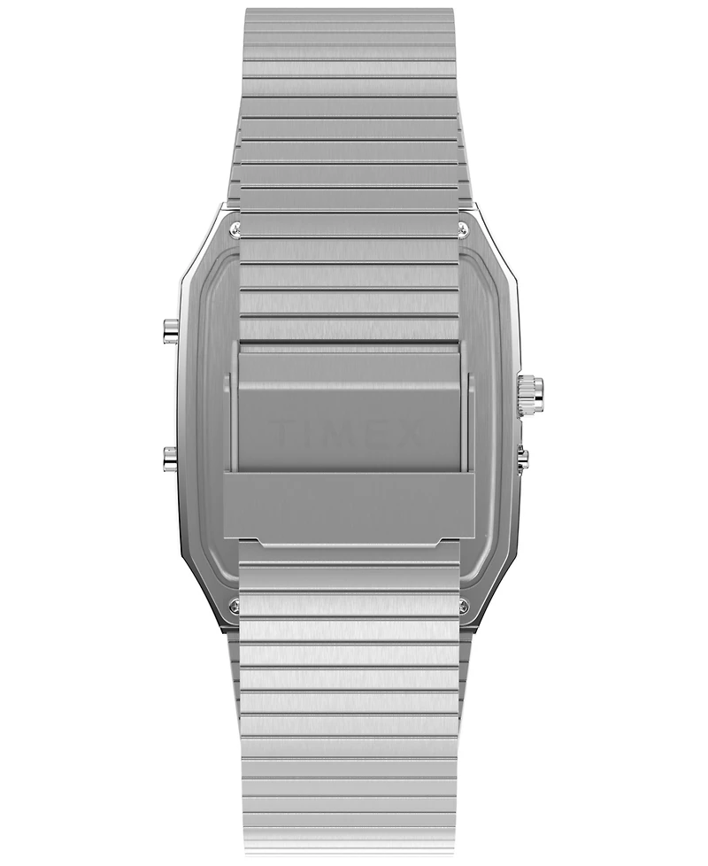 Timex Men's Quartz Analog Digital Silver-Tone Stainless Steel Watch, 33mm
