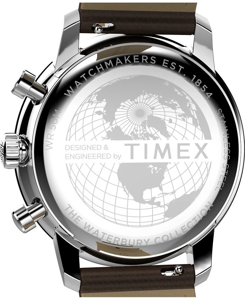 Timex Men's Chronograph Brown Leather Watch, 41mm
