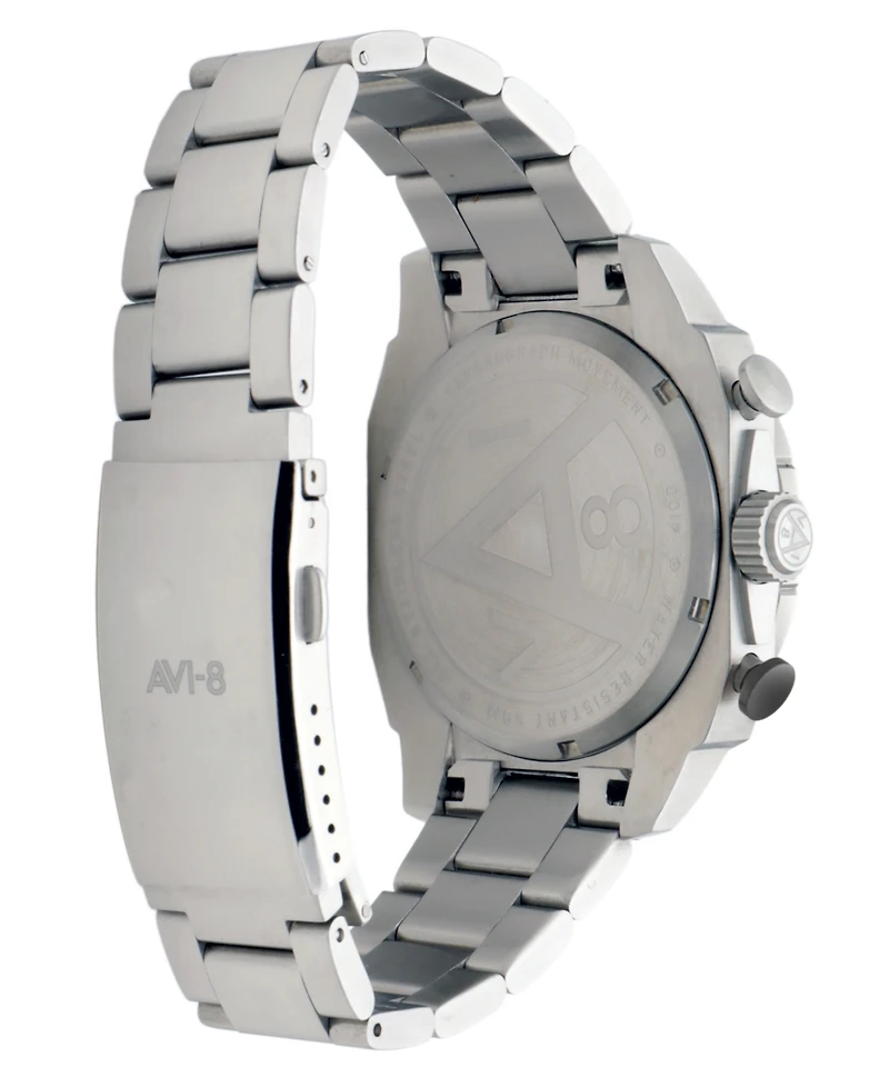 Avi-8 Men's Hawker Hunter Atlas Dual-Time Chronograph Solid Stainless Steel Bracelet Watch