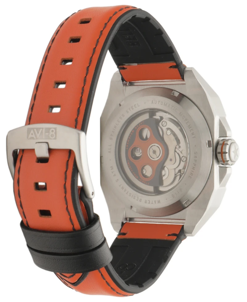 Avi-8 Men's Bell X-1 Machbuster Automatic Rubber and Leather Strap Watch