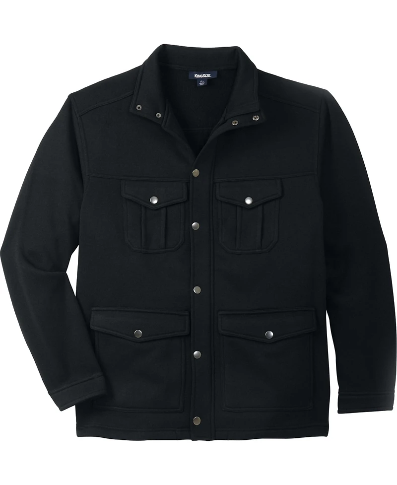 KingSize Big & Tall Sweater Fleece Multi-Pocket Jacket