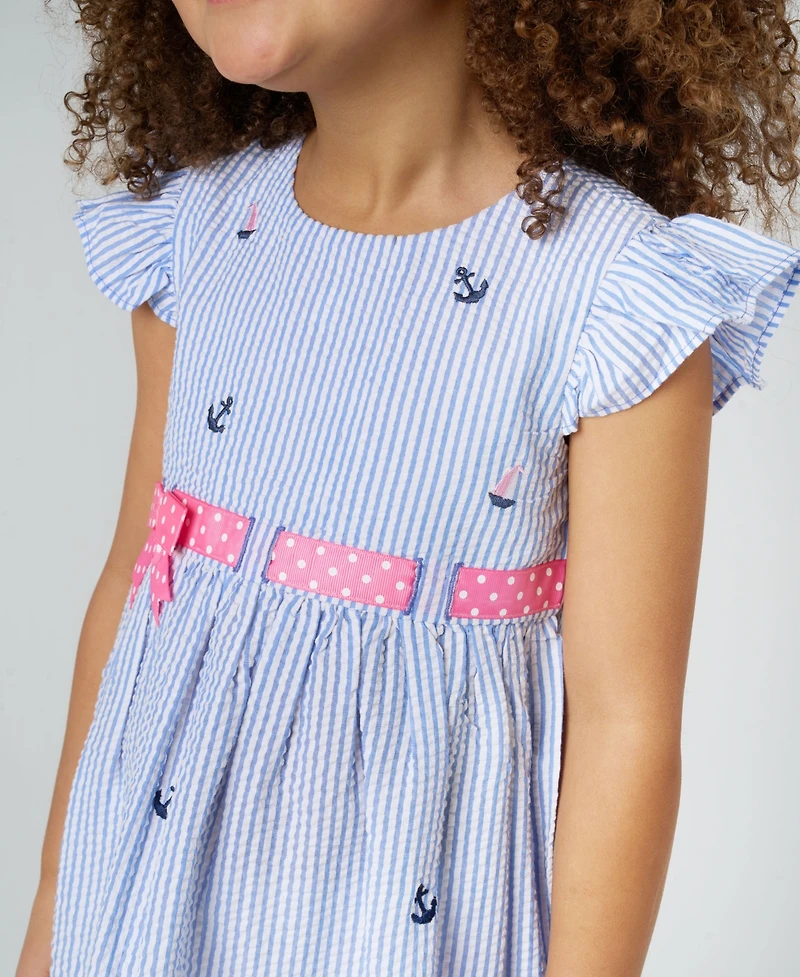 Rare Editions Toddler and Little Girls Nautical Seersucker Dress