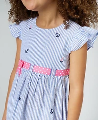 Rare Editions Toddler and Little Girls Nautical Seersucker Dress