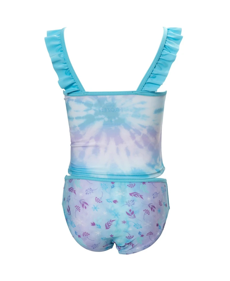 Frozen Little Girls Disney Princess Anna Elsa Tankini Top and Bikini Bottom Swim Set