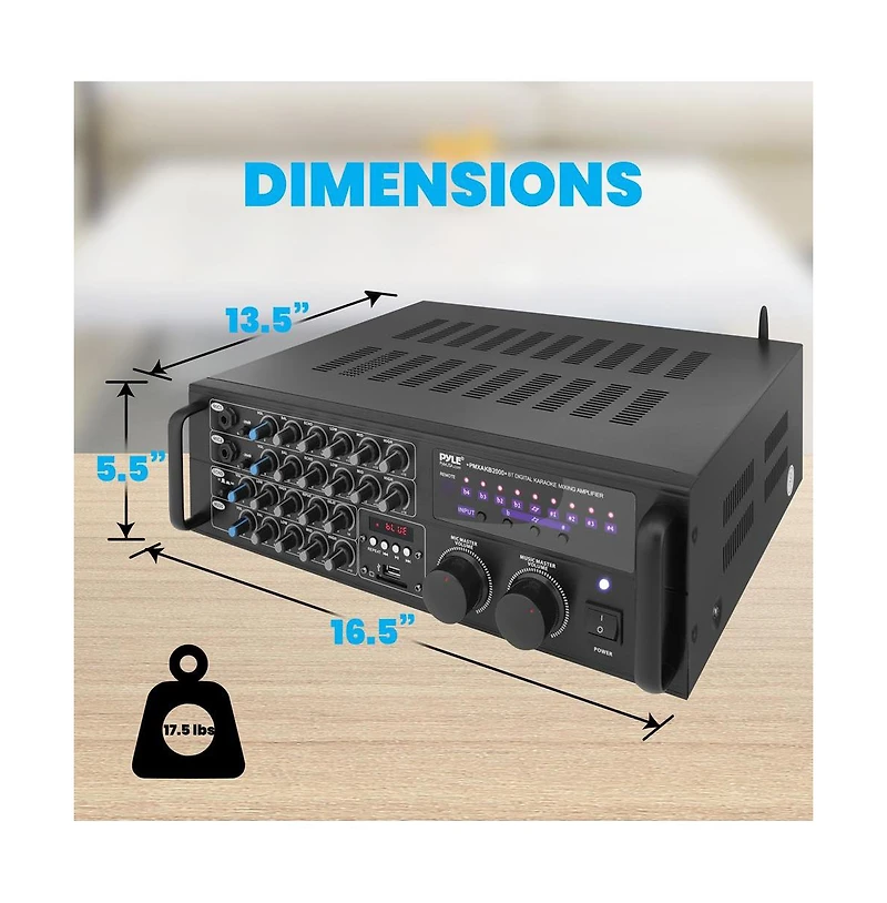 Pyle 2000W Bluetooth Stereo Mixer Karaoke Amplifier - PMXAKB2000