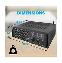 Pyle 2000W Bluetooth Stereo Mixer Karaoke Amplifier - PMXAKB2000