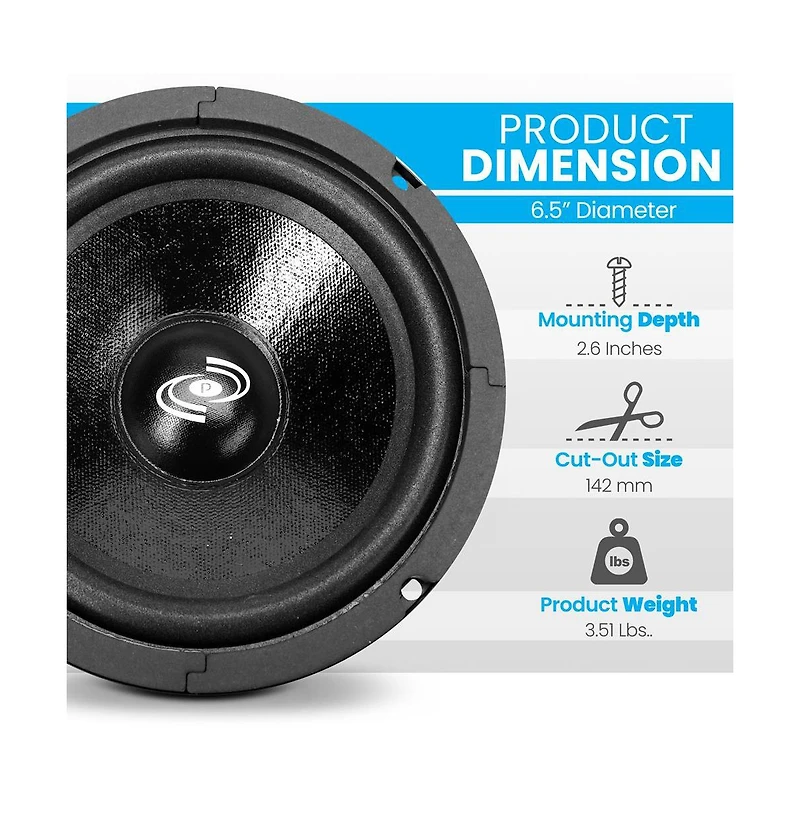 Pyle 6.5" High-Power Midrange Speaker Driver - PDMR6
