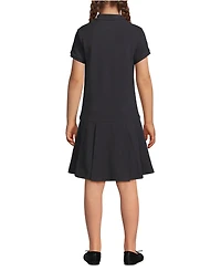 Lands' End Big Girls Short Sleeve Mesh Pleated Polo Dress