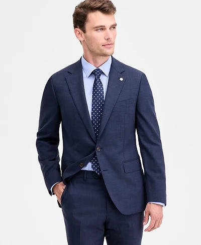 Ted by Baker Men's Modern-Fit Blue Sharkskin Wool-Blend Suit Separate Jacket
