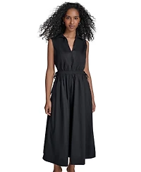 Calvin Klein Women's Cotton Drawstring Sleeveless Midi Dress