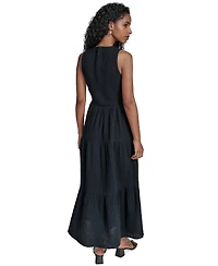 Calvin Klein Women's Cotton Smocked Tiered Maxi Dress