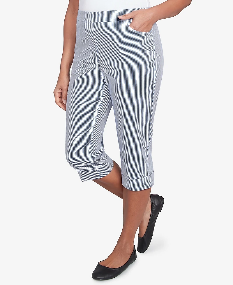 Alfred Dunner Petite Land of The Free Striped Cuffed Clamdigger Pants