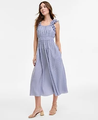 Robbie Bee Women's Ruffled A-Line Sleeveless Midi Dress