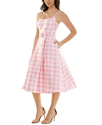pear culture Juniors' Checkered Fit & Flare Midi Dress