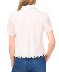 CeCe Women's Lace Short-Sleeve Shirt