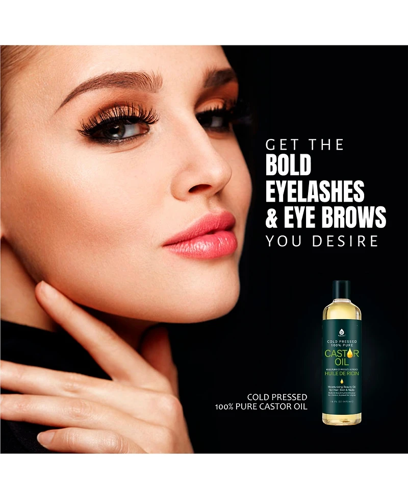 Pursonic Castor oil (16oz): 100% pure, cold-pressed, hexane-free. Ideal for moisturizing, healing, hair growth, and eyelashes.