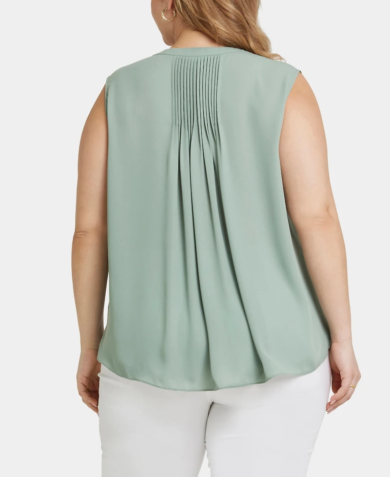 Nydj Plus Sleeveless Pintuck Blouse
