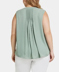 Nydj Plus Sleeveless Pintuck Blouse