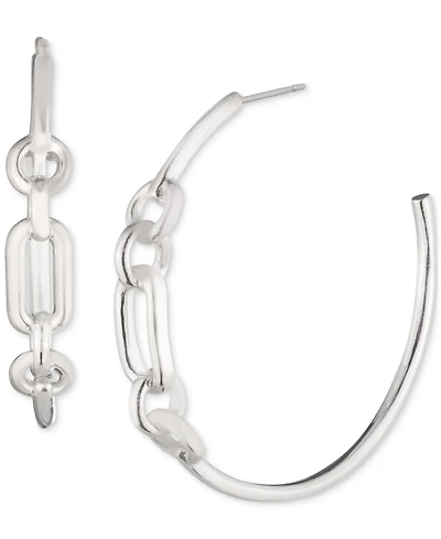 Lauren Ralph Lauren Sterling Silver Medium Link C-Hoop Earrings, 1.38"