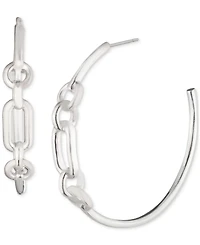 Lauren Ralph Lauren Sterling Silver Medium Link C-Hoop Earrings, 1.38"