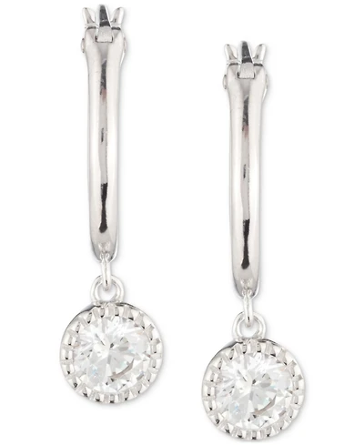 Lauren Ralph Lauren Sterling Silver Cubic Zirconia Charm Huggie Hoop Earrings