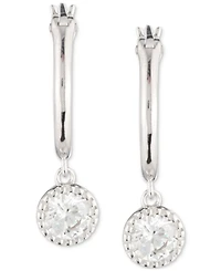 Lauren Ralph Lauren Sterling Silver Cubic Zirconia Charm Huggie Hoop Earrings