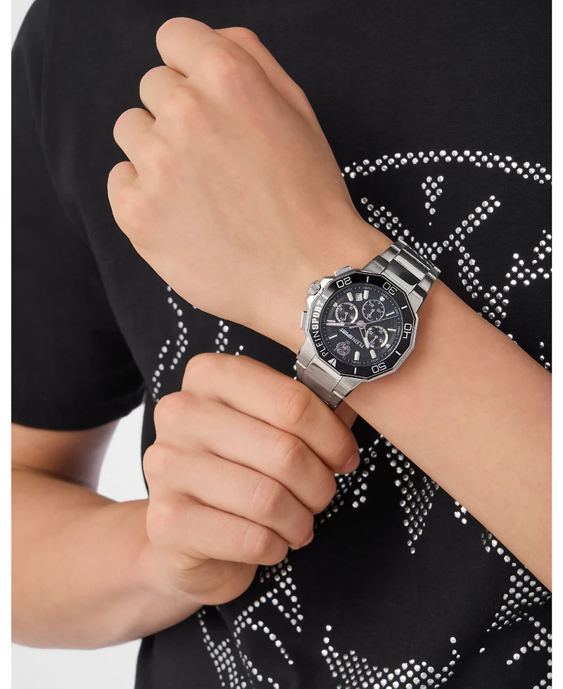 Plein Sport Men's Titan Chronograph Date Quartz Stainless Steel Bracelet Watch, 46mm