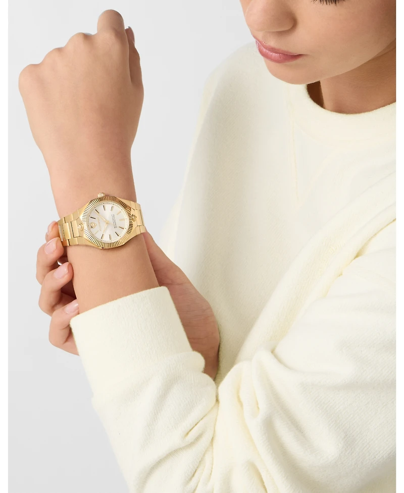 Plein Sport Women's Metronaut Three Hand Quartz Ion Plated Yellow Gold Bracelet Watch, 36mm