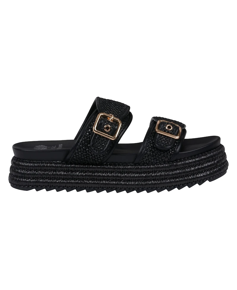 Gc Shoes Women's Lorena Woven Double Band Slide Platform Sandals
