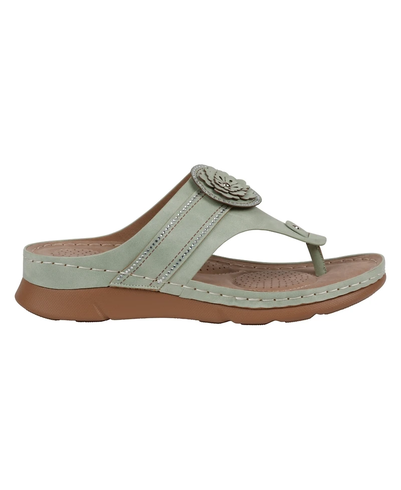 Gc Shoes Women's Vickie Flower Thong Flat Sandals