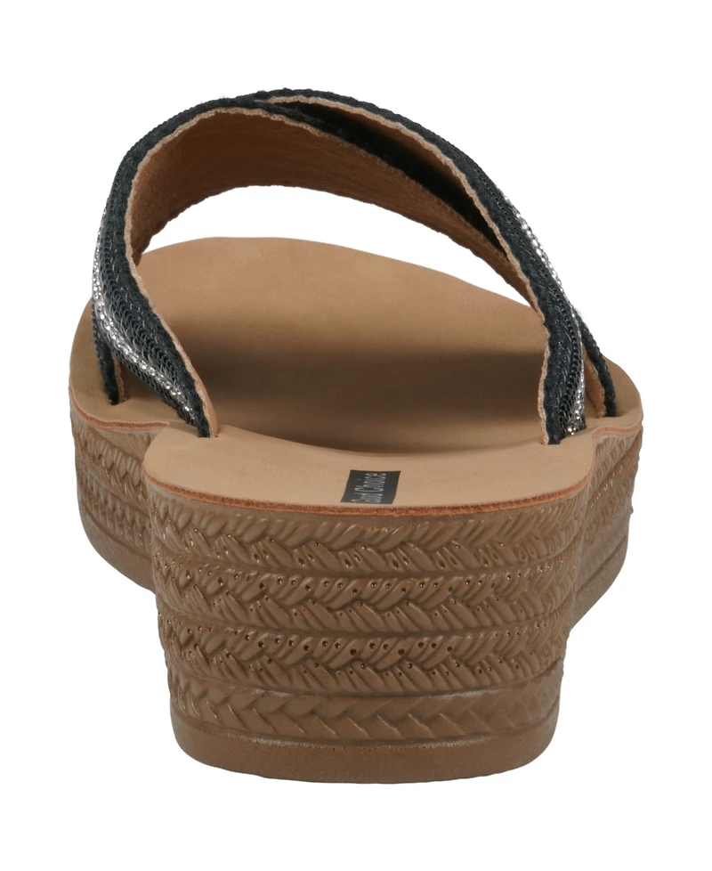 Gc Shoes Women's Robyn Embellished Crisscross Strap Wedge Sandals