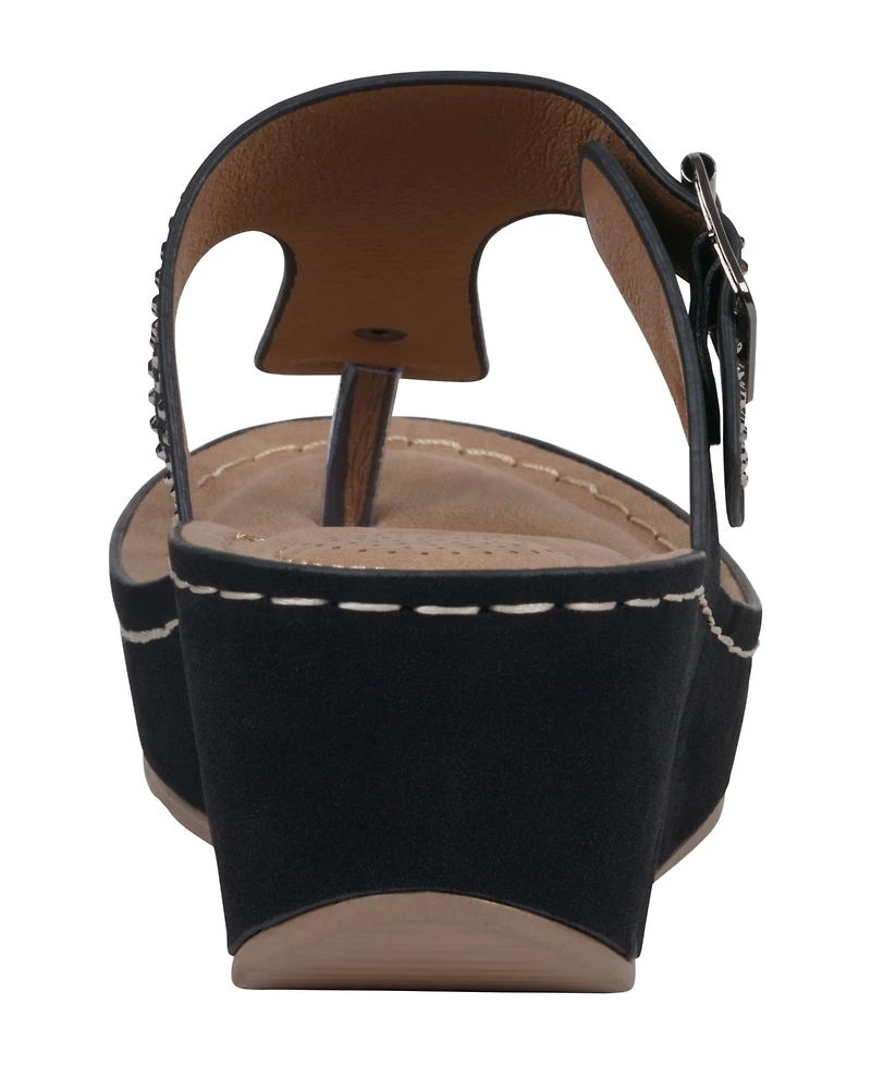Gc Shoes Women's Alani Embellished Thong Wedge Sandals